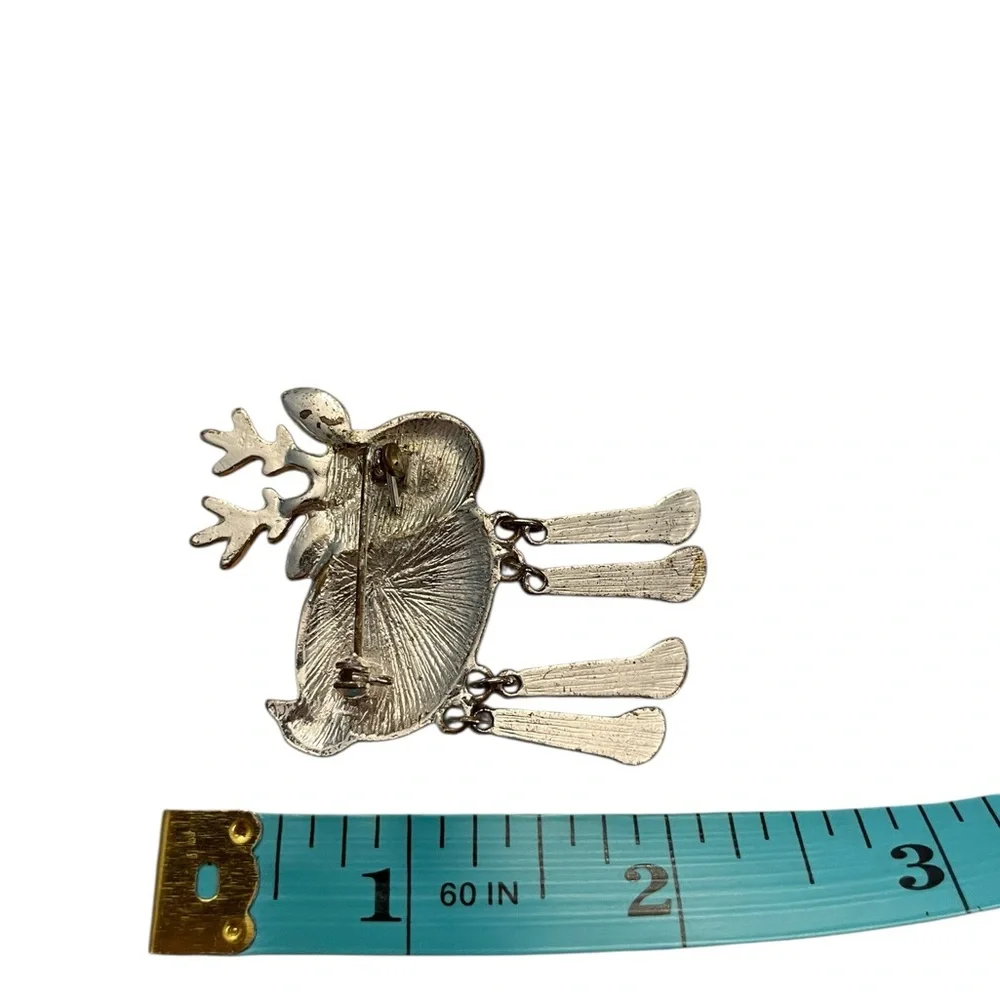 Vintage Smiling Christmas Reindeer Pin Brooch Articulating‎ Legs Festive Holiday